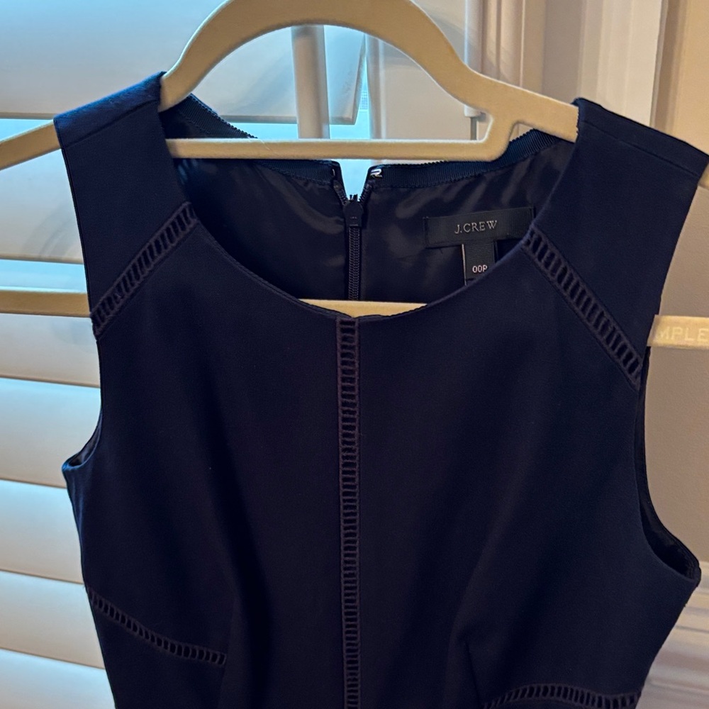 J Crew 00P Elegant Cotton Navy Blue Cottn Sleeveless Dress